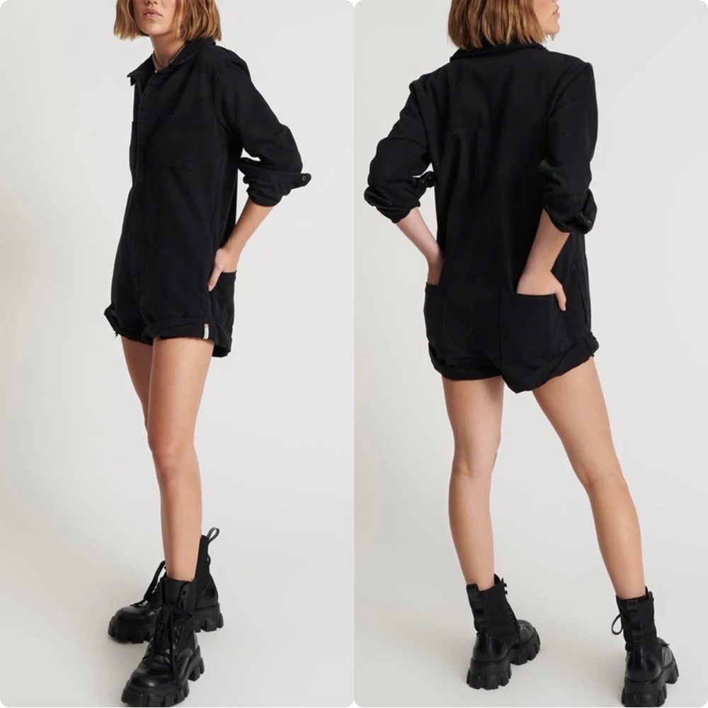 New One Teaspoon Prophecy Jumpsuit Faded Black Utility Oversized Relaxed Fit